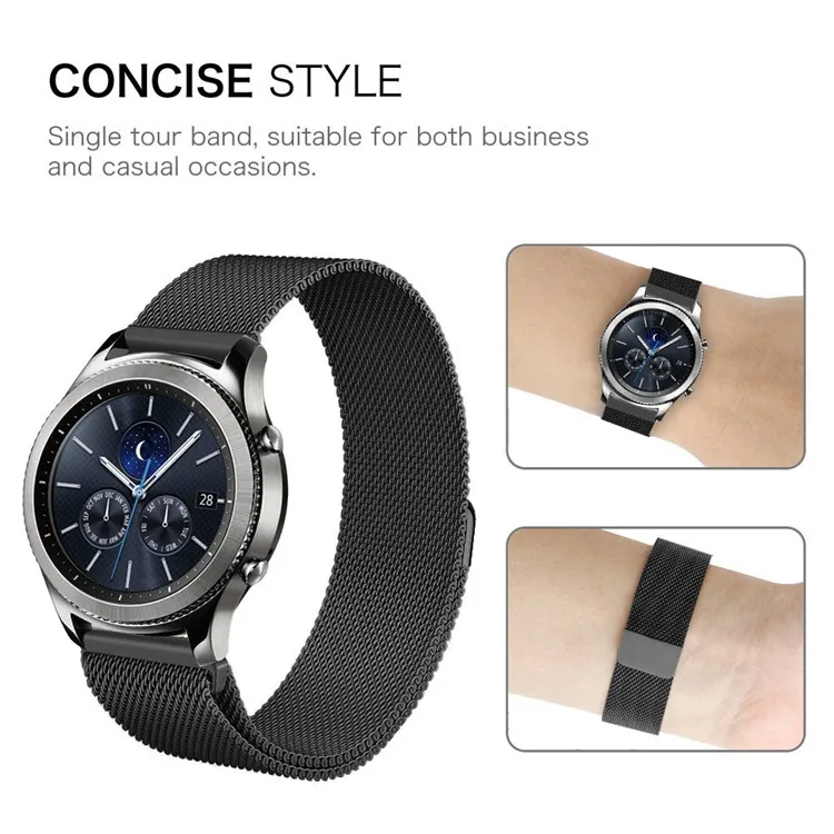 Ремешок Миланская петля из нержавеющей стали для Samsung Gear S2 Classic S3 Frontier 18 мм 20 22 100