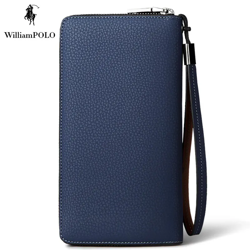 WILLIAMPOLO 100% Натуральная Кожа Мужской Кошелек Мешок Руки Мужчины Сцепления Сумочка