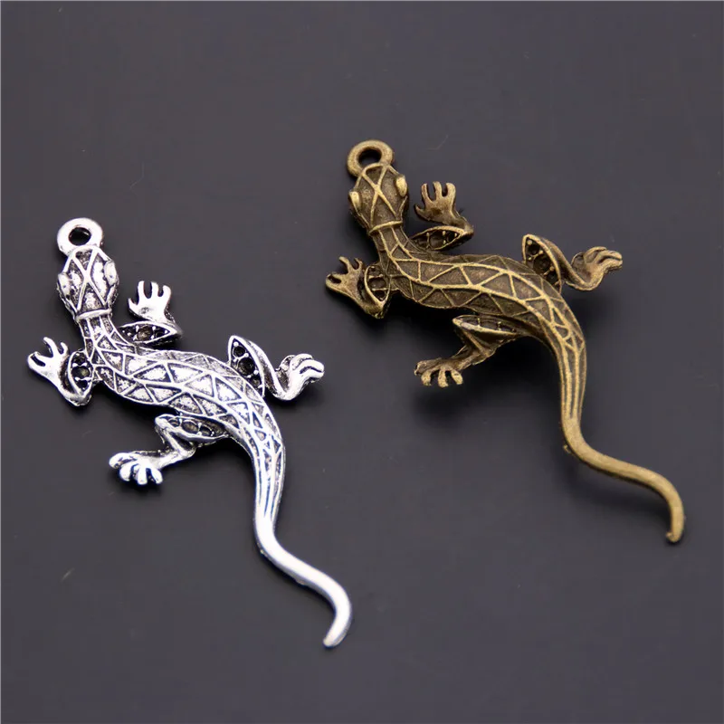 10 шт античная бронза/серебро настенные Подвески «ящерица» Gecko Шарм металлический браслет ожерелье ювелирные изделия
