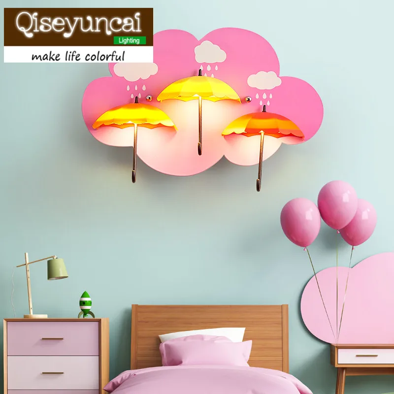 

Qiseyuncai Children's room cartoon wall lamp girl bedroom creativity personality warmth energy saving bedside umbrella wall lamp