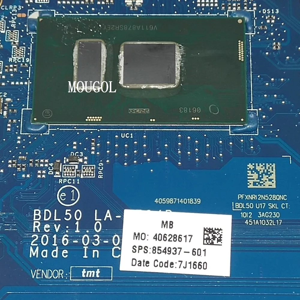 BDL50 LA-D704P материнская плата для HP 15-AY Материнская плата ноутбука 854937-501 854937-601 854937-001 аккумулятор большой емкости I5-6200U