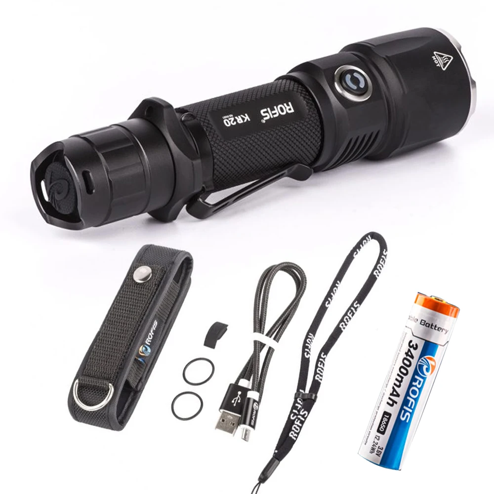 Rofis KR20 Перезаряжаемые фонарик max.1100LM CREE XP L HI V3 светодиодный луч расстоянии 336 м