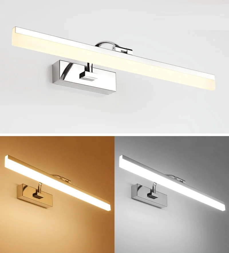 Нержавеющая сталь Led туалетное зеркало со светодиодной подсветкой 40/50 см Ванная комната косметическое бра Крытый Санузел шкаф настенный светильник Водонепроницаемый украшения