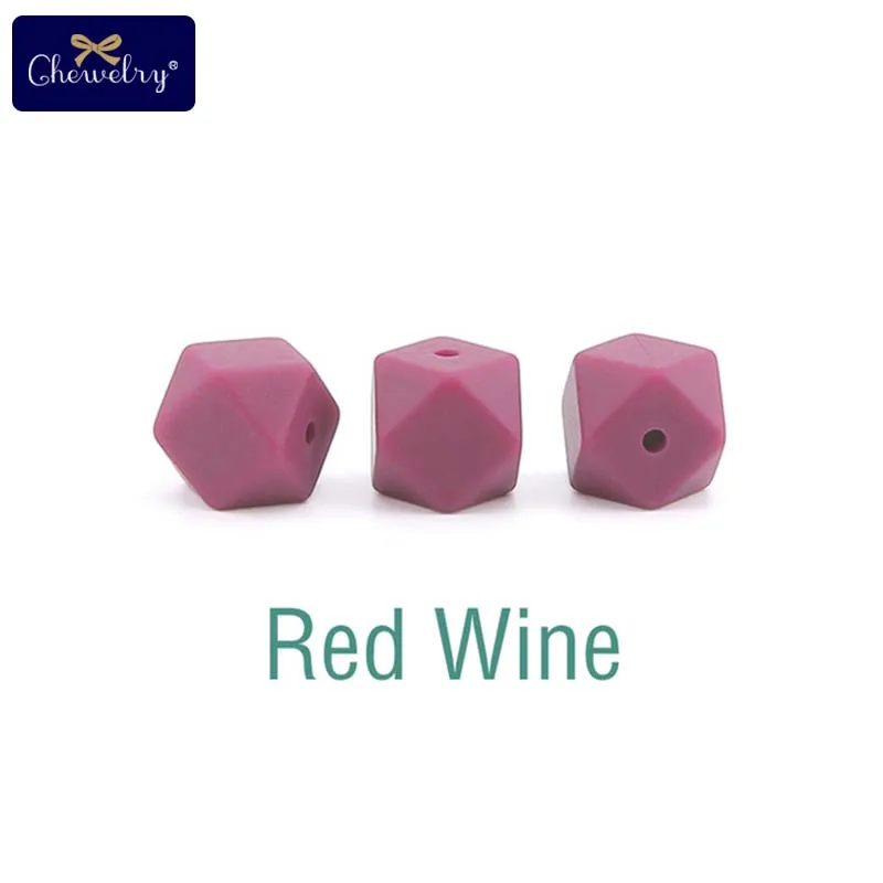 Red Wine 10 шт. 14 мм Детские шестигранные силиконовые бусины Восьмиугольные бусины для самостоятельной сборки соски цепи перле Силиконовые Детские Прорезыватели жевательные бусины детские товары - Цвет: Red Wine