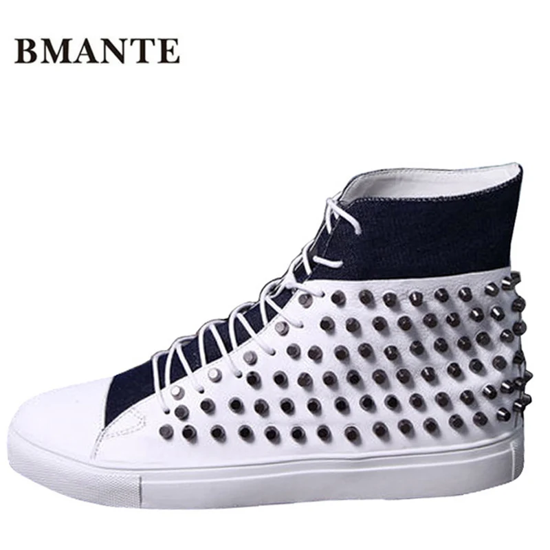 Повседневные брендовые белые мужские ботинки из натуральной кожи в стиле рок