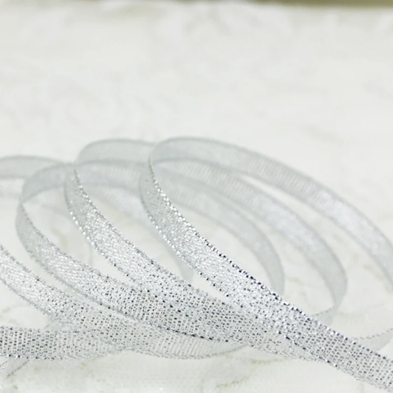 1 шт. 6 мм Золотая Серебряная лента Рождественская упаковка тесьма