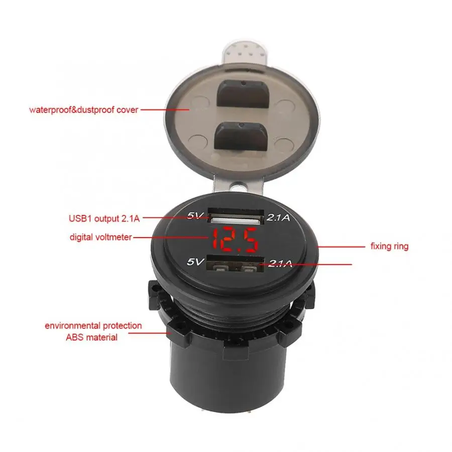 Прикуриватель для мотоцикла и автомобиля с двойным USB зарядным устройством