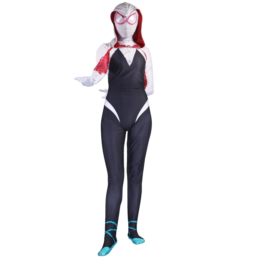 Аниме Гвен Стейси Человек паук косплей 3D женский супергерой zentai боди костюм