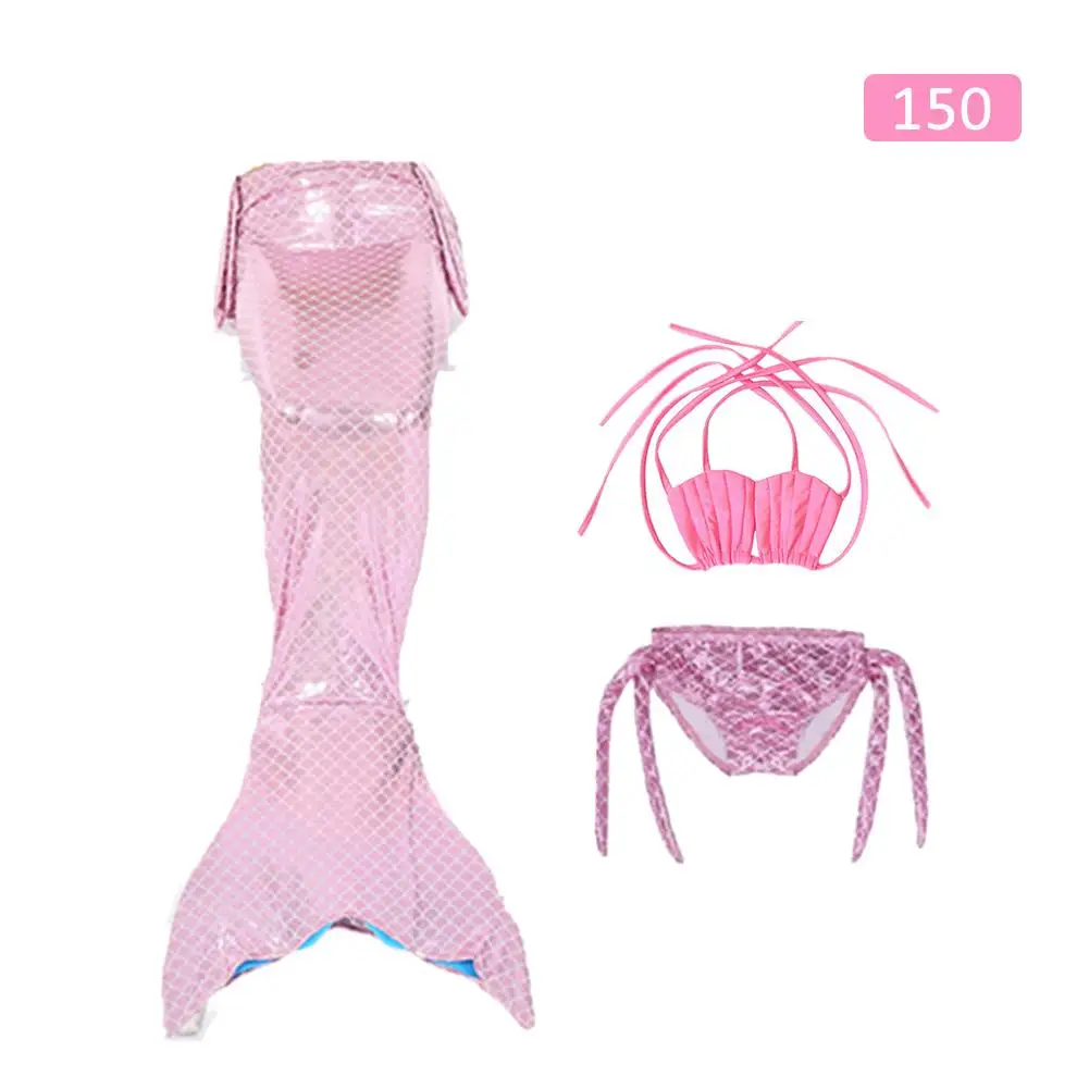Pink 150 3 шт Летний Пляжный Купальник с хвостом Русалочки купальный костюм косплей подарок для детей девочек - Цвет: Pink 150