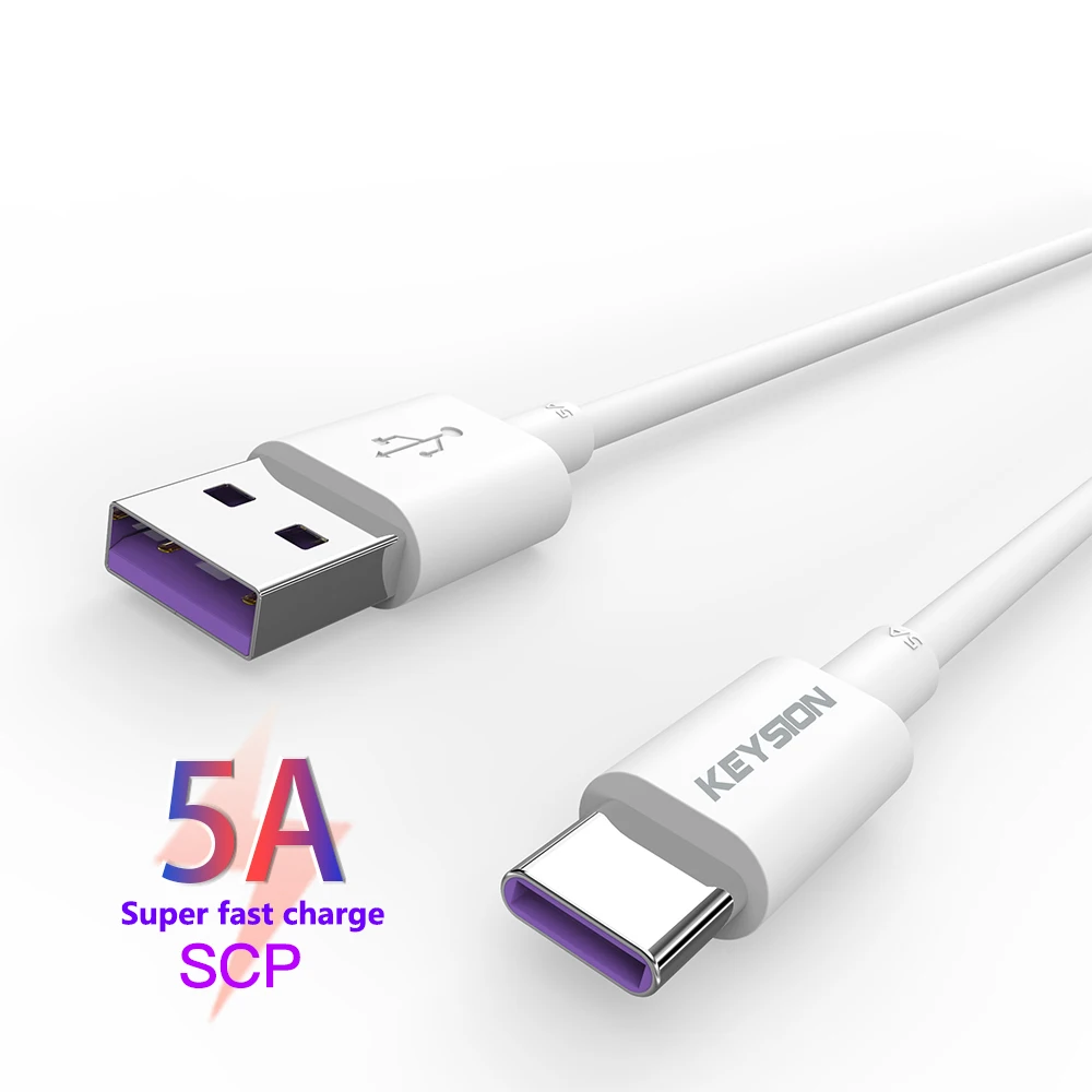Белый KEYSION USB C кабель 5A Supercharge usb type C кабель для samsung A50 A70 M30 M20 Быстрая зарядка кабель для Xiaomi Mi9 Poco F1 - Цвет: Белый