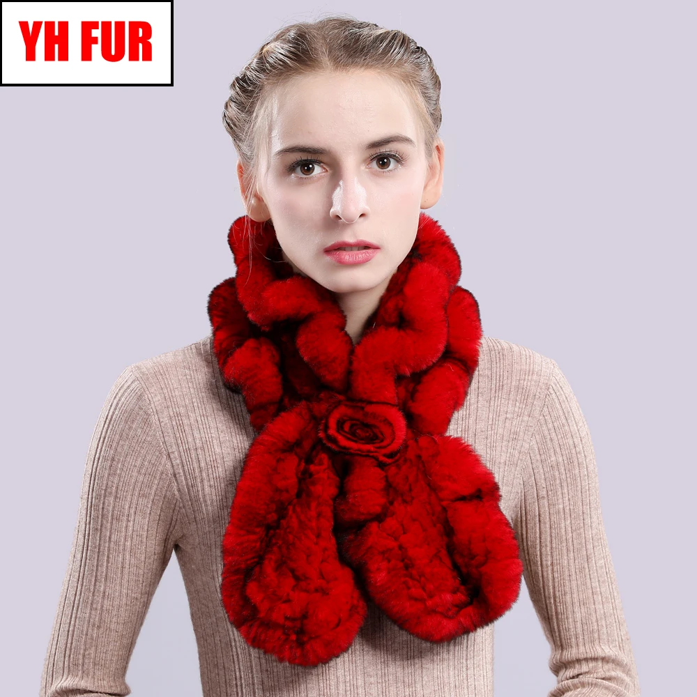 Женский вязаный шарф из натурального меха кролика Рекс мягкий пушистый 2020| |