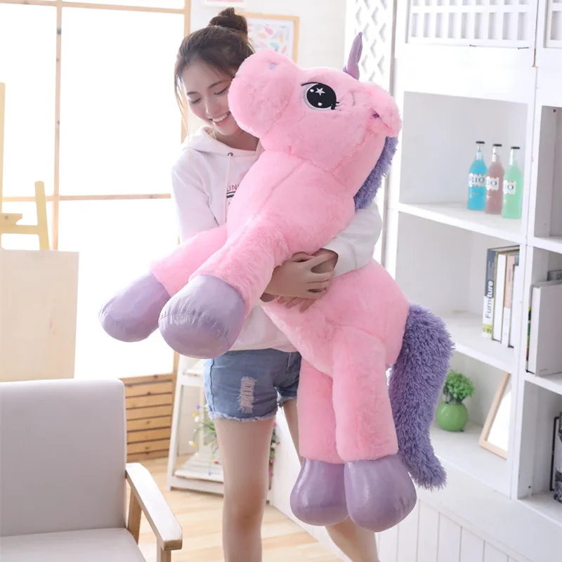 Розовый Новое поступление Kawaii Единорог девять позиций единорог плюшевые игрушки Гигантские мягкие животные лошадь домашний Декор подарок для влюбленных на день рождения - Цвет: Розовый