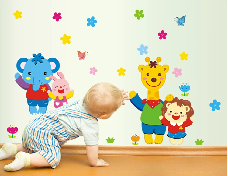 Children bedroom background on small animals The third generation of removable wall stickers | Дом и сад