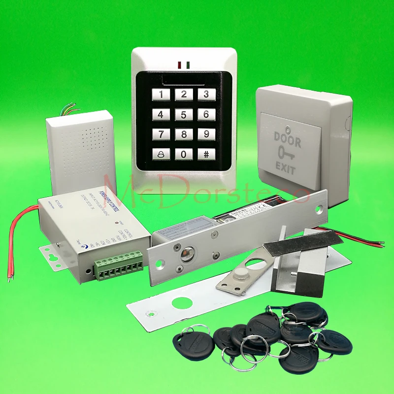 

DIY Full Keypad Rfid Door Access control system Electric Bolt Lock Door System Kit Single Glass Door Lock System