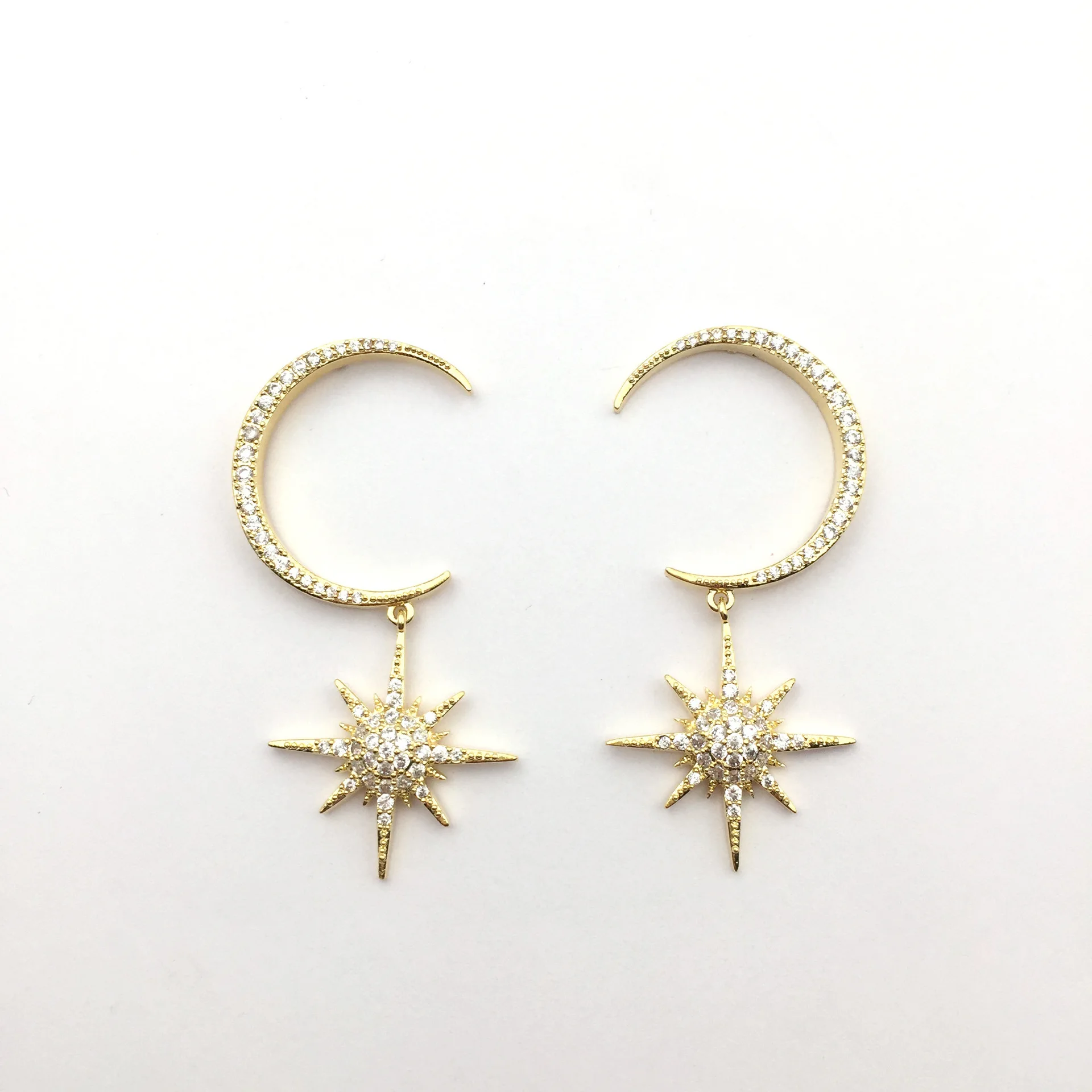 exaggerated big luxury zircon crescent stars earrings atmosphere socialite elegant | Украшения и аксессуары