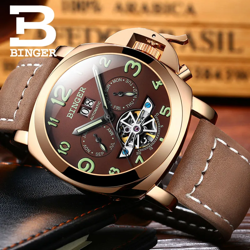 Швейцарские роскошные мужские часы фирменные бингера многофункциональные