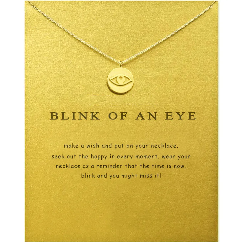 

Fashion Devil's Eye Pendant Necklace For Women Carved Eye Gold Color Make a Wish Card Necklace Choker Jewelry