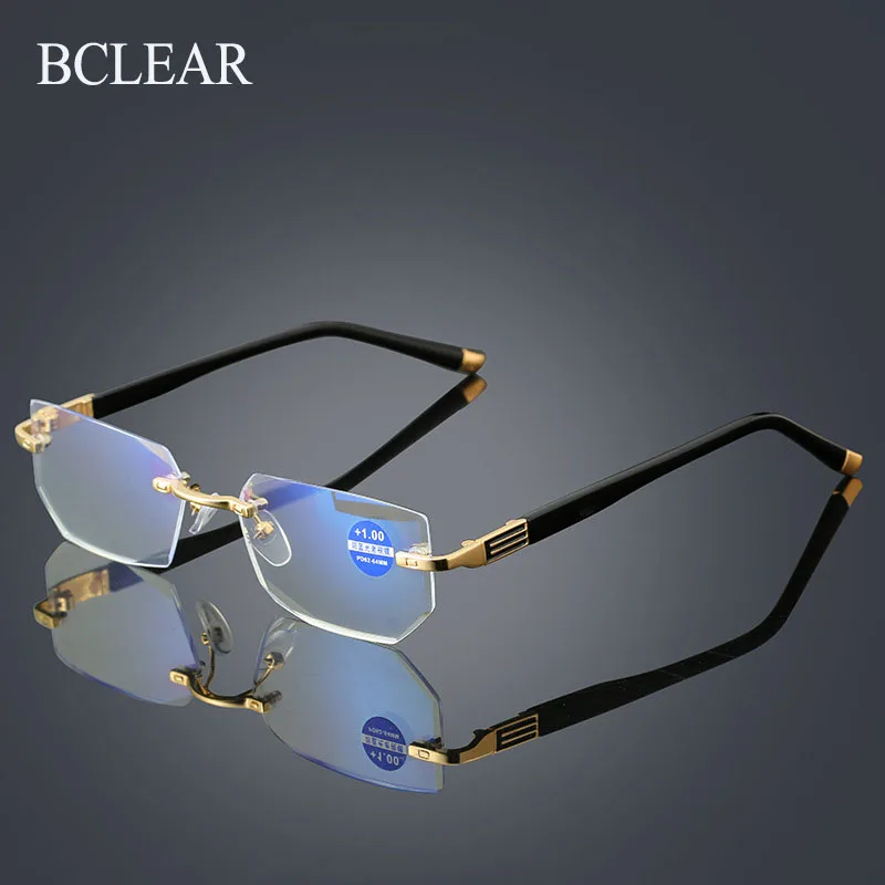Очки для чтения без оправы BCLEAR мужчин и женщин компьютерные очки с прозрачными