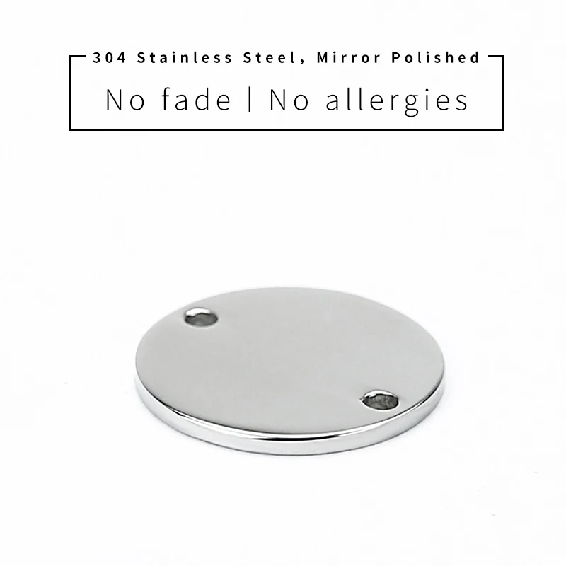 

15/20/25mm Stainless Steel 2 Hole Circle Charm For Jewelry Making Blank Metal Tag Connector Mirror Polished Wholesale 50pcs