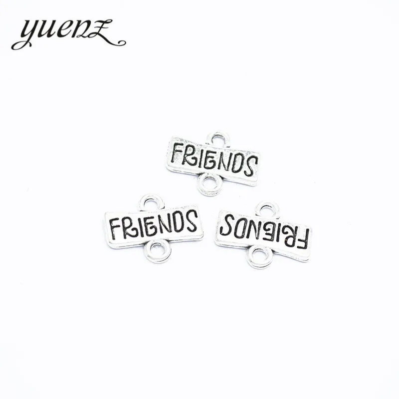 

YuenZ 25pcs Hot Sell Antique Silver Plated Alphabet Friends Charm Pendants for Bracelet Jewelry Accessories Making 16*12mm S227