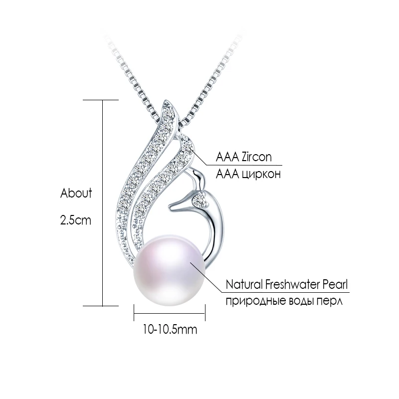 Fashion 10-10.5mm Natural Freshwater Pearl Necklaces For Women 45cm Good Quality 925 Sterling Silver Pendants Classic Jewelry | Украшения и