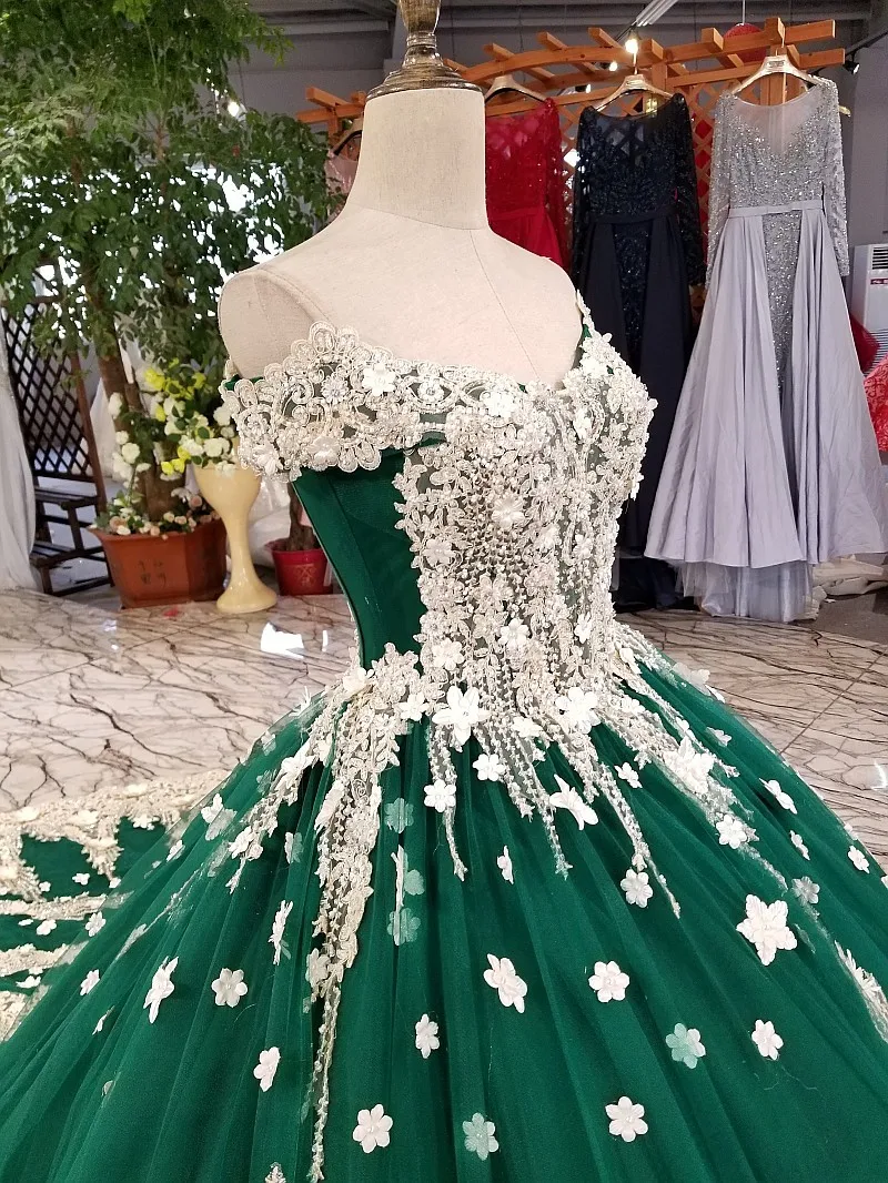 2018 New High-end Evening Dress Banquet Luxury Green Red Lace Appliques Beading Party Ball Gown Custom Formal Dresses Custom
