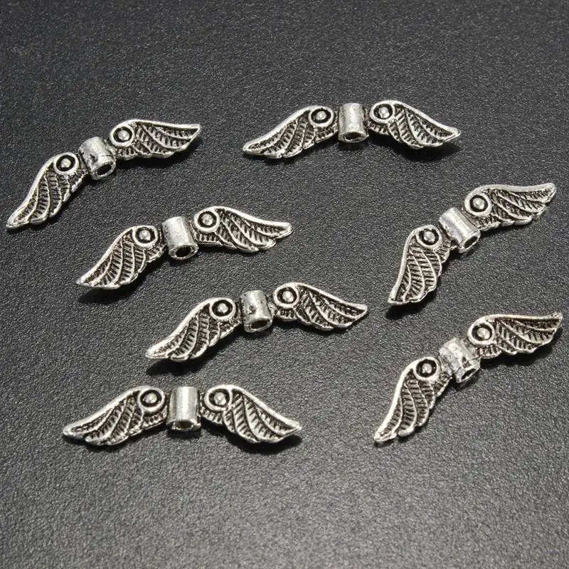 20Pcs Angel Fairy Wings Charm Metal Spacer Beads for Jewellery Makers Garment Clothes Decoartions DIY Crafts Accessory 23x5mm | Дом и сад