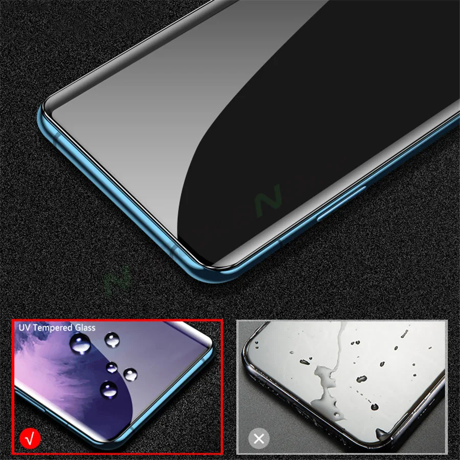 Полное клеевое нано жидкое УФ закаленное стекло для Oneplus 7 7T Pro УФ жидкое Защитное стекло для One Plus 7 7T Pro изогнутая стеклянная пленка