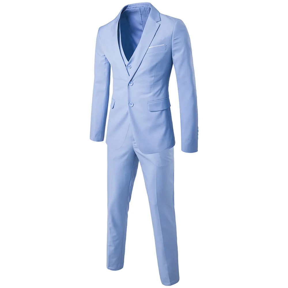 

3 Piece Blazers Spring Quality Business Casual Suit Groom Wedding Suit 9 Color Casual Blazer DJ Party Stage Singer Grooms