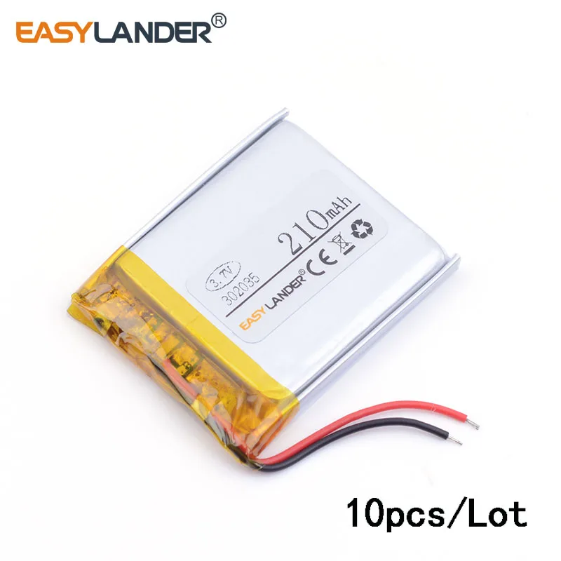 10 шт./лот 3 7 V 210mAh 302035 литий полимерный ионный аккумулятор Fr Bluetooth MP3/MP4/игровой