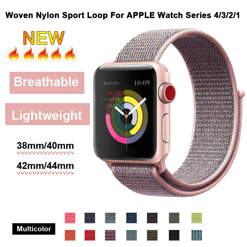 Розовый песок нейлоновый спортивный ремешок 40 мм 44 мм для Apple Watch 4 тканевый браслет для Iwatch серии 3 38 мм 42 мм