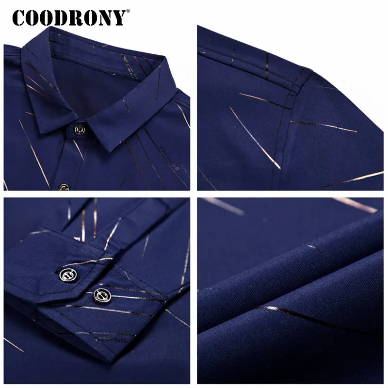 Рубашка COODRONY Мужская с длинным рукавом осенняя хлопковая большого размера