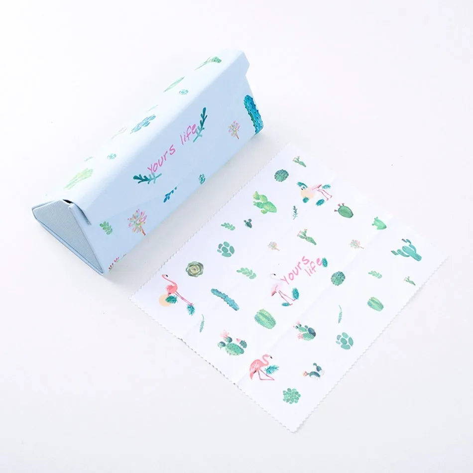 AudWhale Cute Style Sunglasses Case Fold PU Leather Simple Spectacle Case Cute Girls Portable Glasses Cases