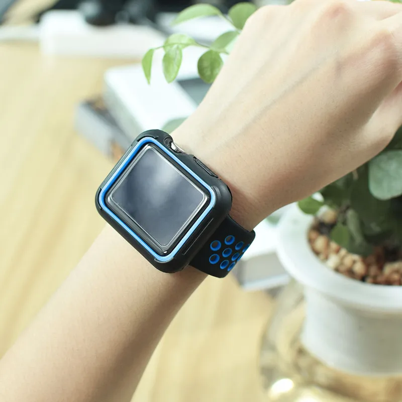 Чехол для Apple watch чехол 44 мм 40 42 38 силиконовый бампер iWatch серии 6 5 4 3 SE