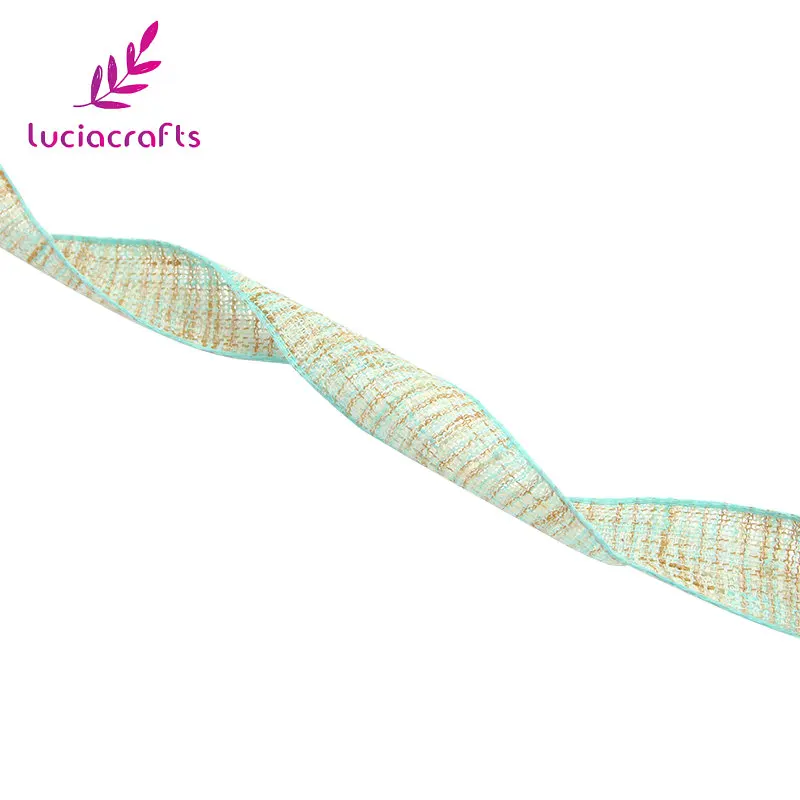 Light Blue Lucia crafts 2y/лот " 25 мм Натуральная пеньковая Лента Джутовая Мешковина DIY винтажная деревенская льняная ручная работа украшение для свадебной вечеринки R0809 - Цвет: Light Blue