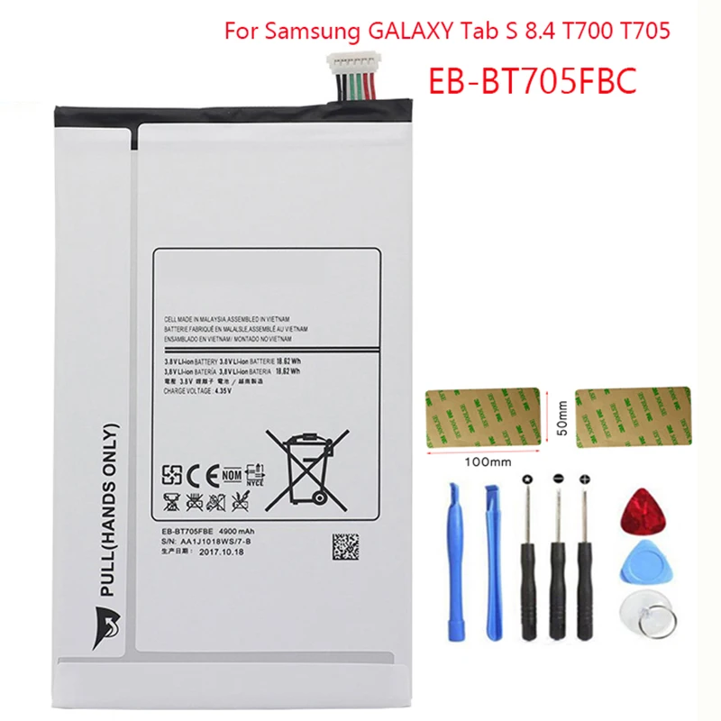 Оригинальная замена Батарея EB BT705FBC BT705FBE для Samsung Galaxy Tab S 8 4 T700 T705 планшет 4900 мА/ч +