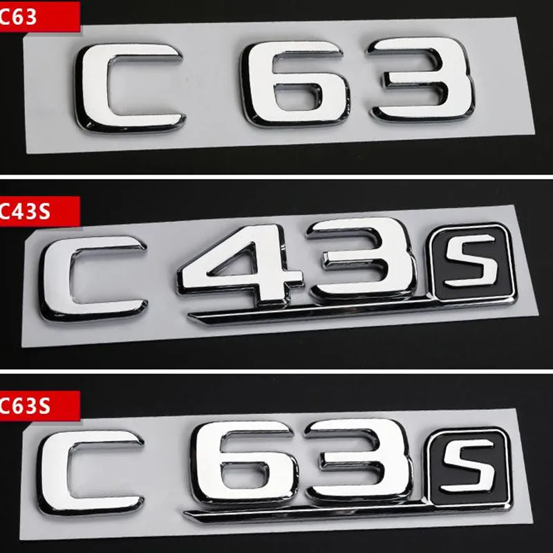 Хромированный ABS C63s C43s пластиковый автомобильный багажник задние буквы значок