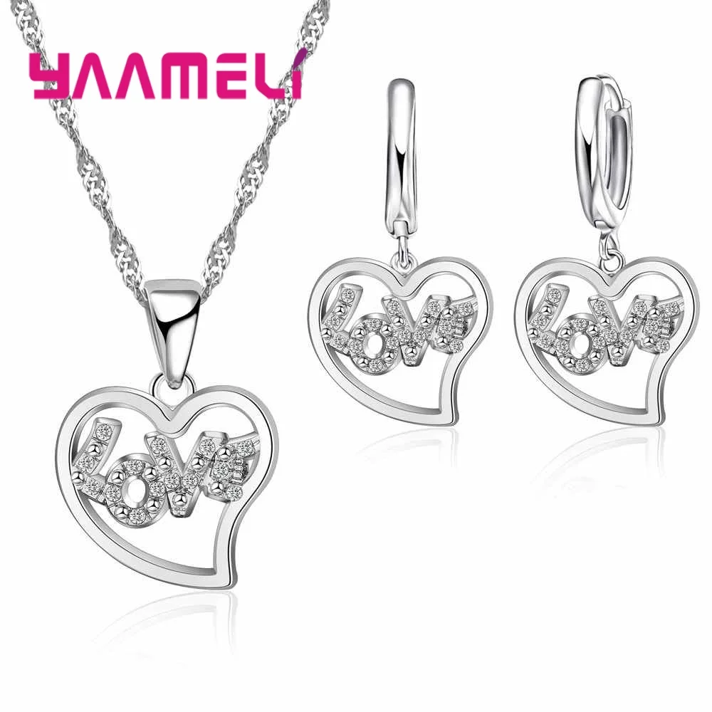 

Trendy Jewelry Accessory Real 925 Sterling Silver Pendants Necklaces /Earrings Engagement Women Jewelry Sets