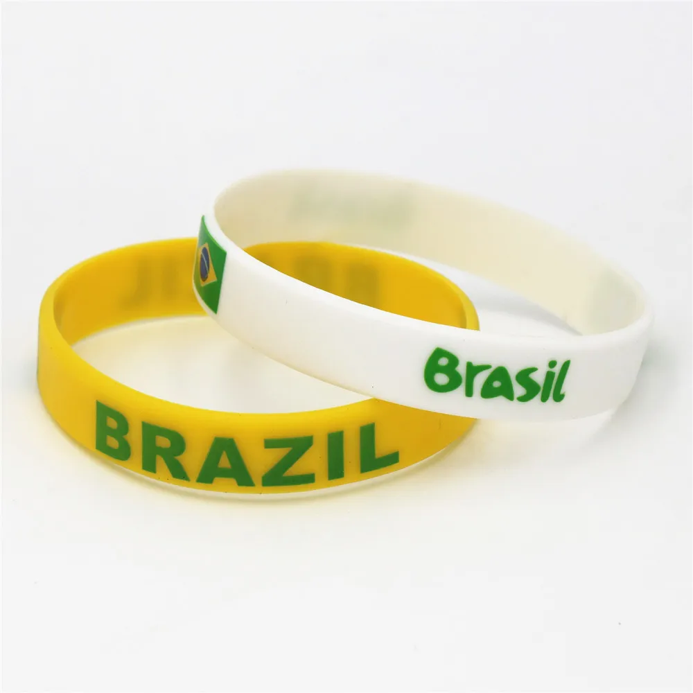 

1PC Brazil Flag Silicone Wristband Football Soccer Team Fans Sport Elastic Rubber Bracelet Bangles 2018 Armband SH230