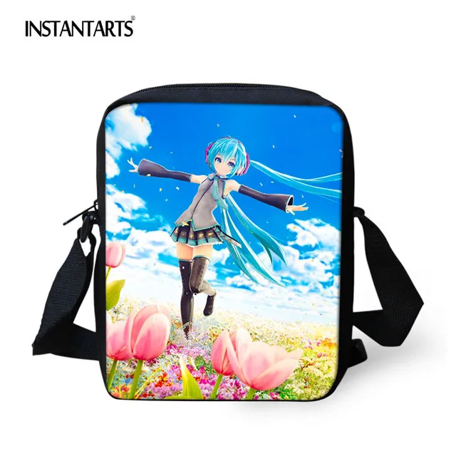HMC1642 INSTANTARTS Аниме Vocaloid Хацунэ Мику печать сумка через плечо на молнии маленький лоскут сумки на плечо брендовая дизайнерская Студенческая сумка - Цвет: HMC1642
