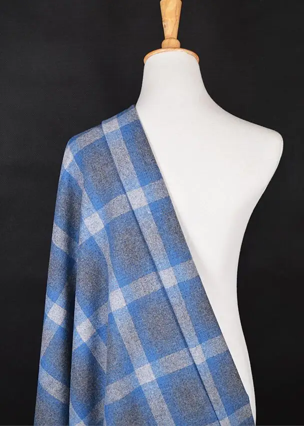 wholesale Gray blue retro elegant Plaid wool fabric coat print satin floral Process tweed fabrics fleece tecido velvet C184 | Дом и сад