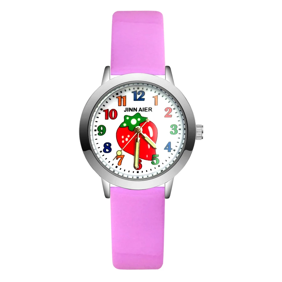 Fashion Cartoon Cute Fruit strawberry style Children's Watches Kids Student Girls Boys Quartz leather Wrist Watch clock JA159 | Наручные