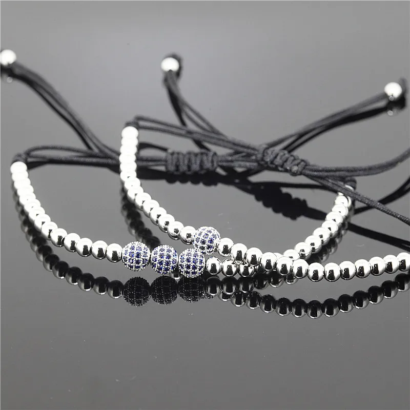 blue ball bwhitebead 2 шт. брелки, Anil arjandas MACRAME Браслет Fit Для мужчин 4 мм Медь бусины 6 мм Micro Pave CZ Briading регулируемый браслет - Окраска металла: blue ball bwhitebead