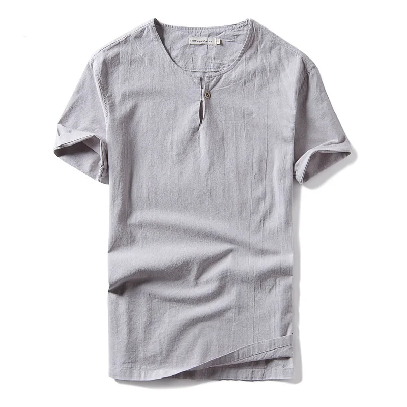 Новинка 2017 дизайнерская летняя льняная футболка Мужская модная повседневная