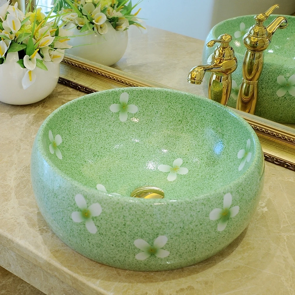 American country above counter basin round washbasin bathroom ceramic wash sink large home garden LO613545 | Обустройство дома