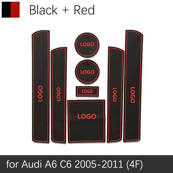 Противоскользящий резиновый подстаканник для Audi A6 C6 2005-2011 4F A6 C7 2011- 4G SLine S-Line S6 RS6 аксессуары наклейки - Color Name: Red A6 C6 05-11