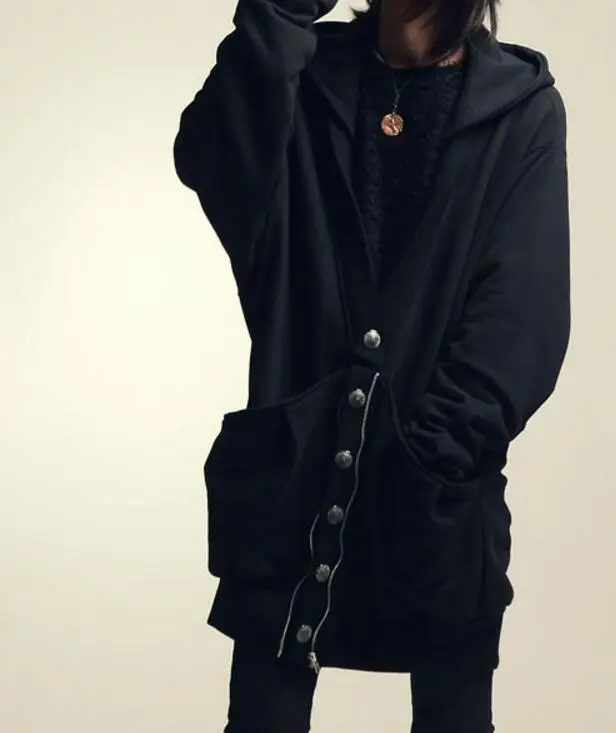 

S--2XL Hot 2019 Spring/Autumn Male New Fashion Hooded cloak Long bat thick large size jacket