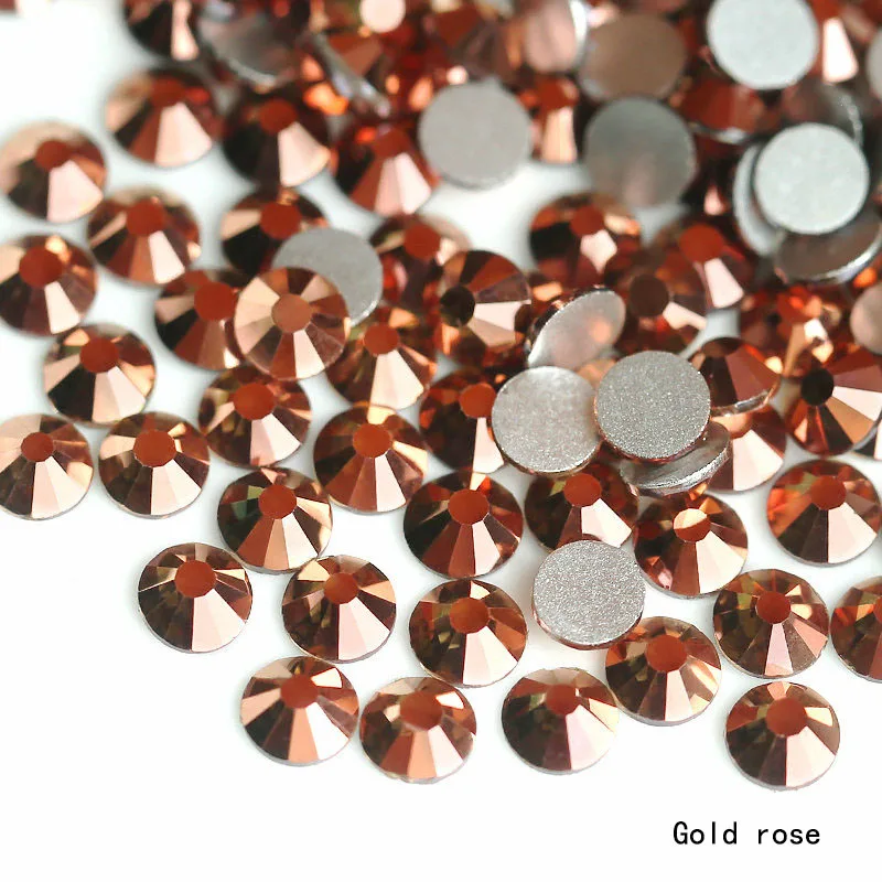 gold rose Новая распродажа с украшением в виде кристаллов Цвет SS6(1,9-2,0 мм) горячей фиксации, плоская задняя часть, Стразы 1440 шт. Цвет Фул украшения ногтей Стразы - Цвет: gold rose