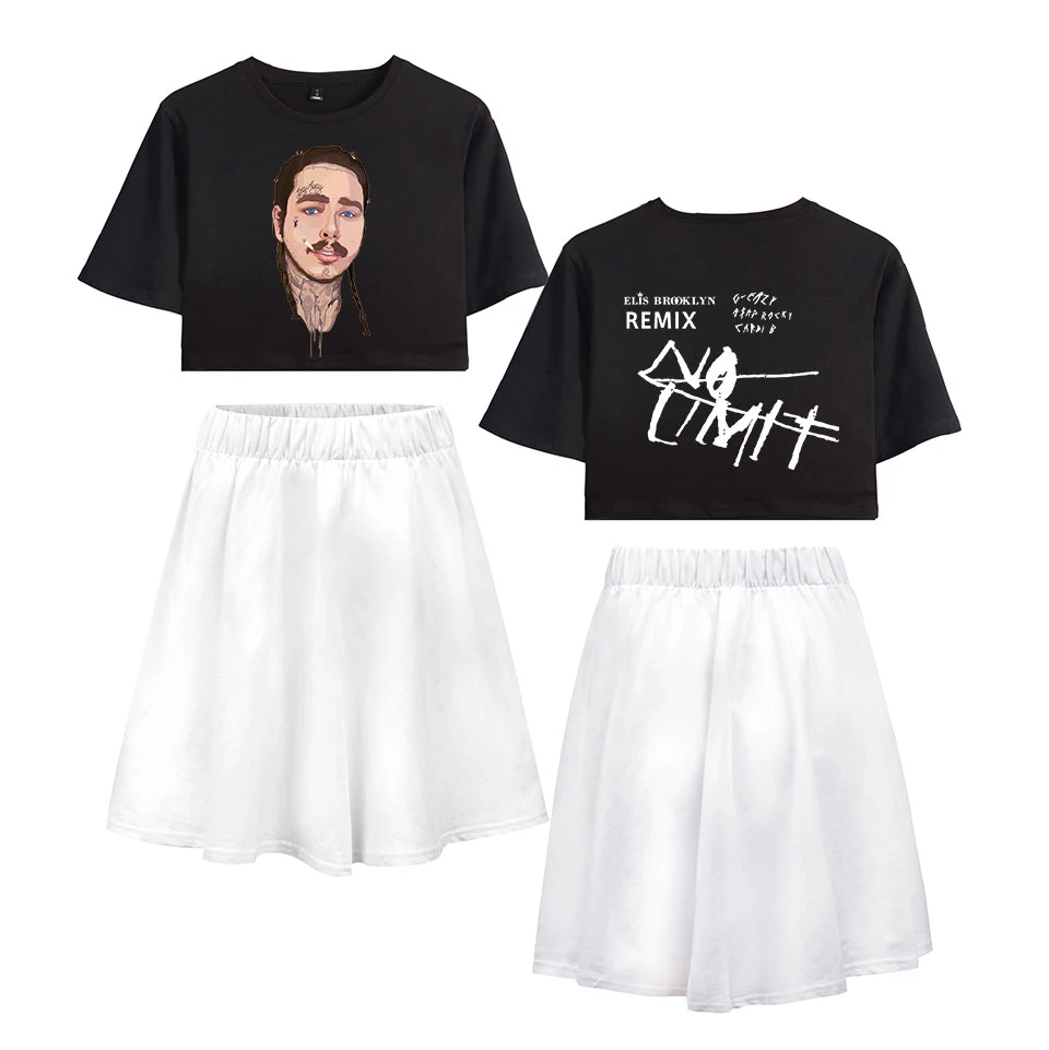 Короткая юбка с короткими рукавами футболка и короткая надписью Post malone комплект