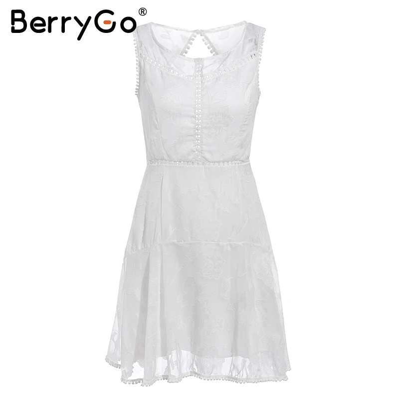 BerryGo Элегантное открытое кружевное платье для женщин с открытой спиной высокой